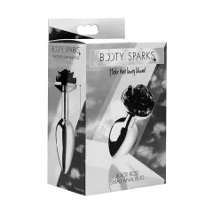 Black Rose Booty Sparks - Aluminum Anal Plug (Silver-Black)