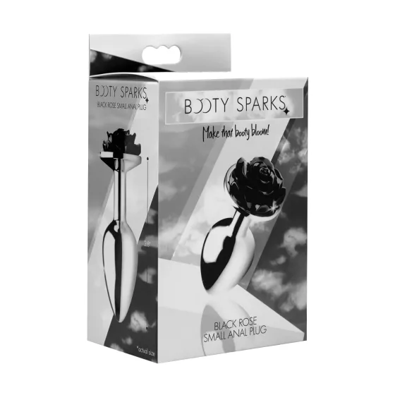 Black Rose Booty Sparks - Aluminum Anal Plug (Silver-Black)