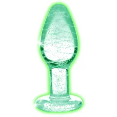   Booty Sparks Glow-in-the-Dark Glass Anal Plug (Clear) - Size S