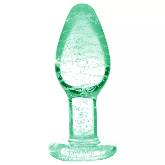 Booty Sparks Glow in the Dark M - glass butt plug (transparent)