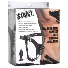Strict - Male Chastity Belt with Anal Plug (Black)