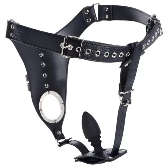 Strict - Male Chastity Belt with Anal Plug (Black)