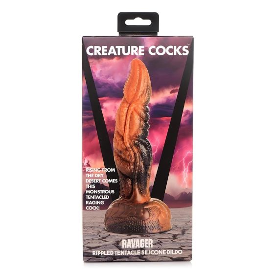 Creature Cocks Ravager - Textured Silicone Dildo - 8 (Orange)"