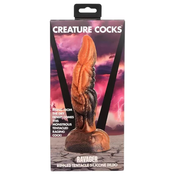 Creature Cocks Ravager - Textured Silicone Dildo - 8 (Orange)"