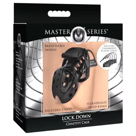 Master Series Lock Down - ventilated penis cage (black)