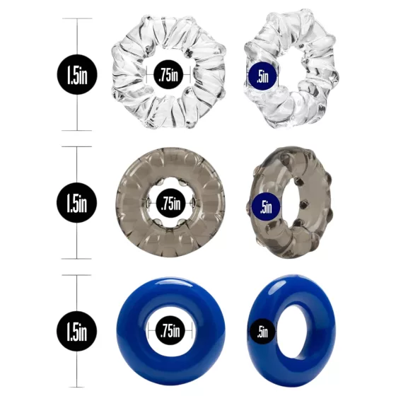 Stay Hard - Vibrant Cock Ring Set - 3pcs (Colored)