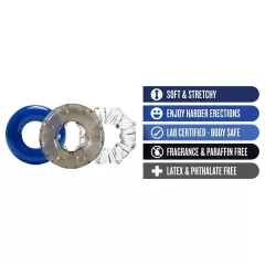 Stay Hard - Vibrant Cock Ring Set - 3pcs (Colored)