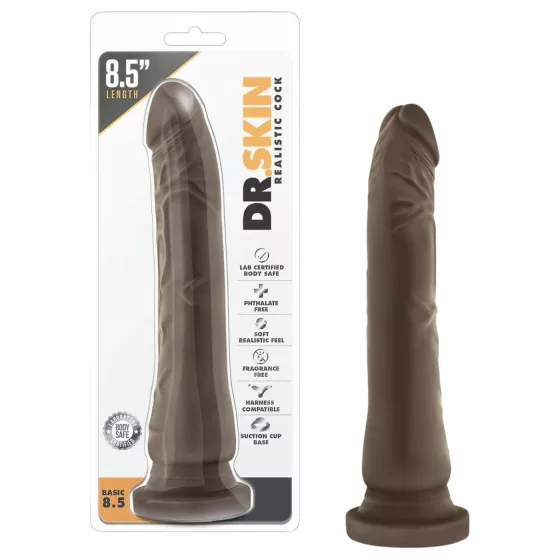 Dr. Skin 8.5 - lifelike dildo with suction cup (brown, 20.5 cm)