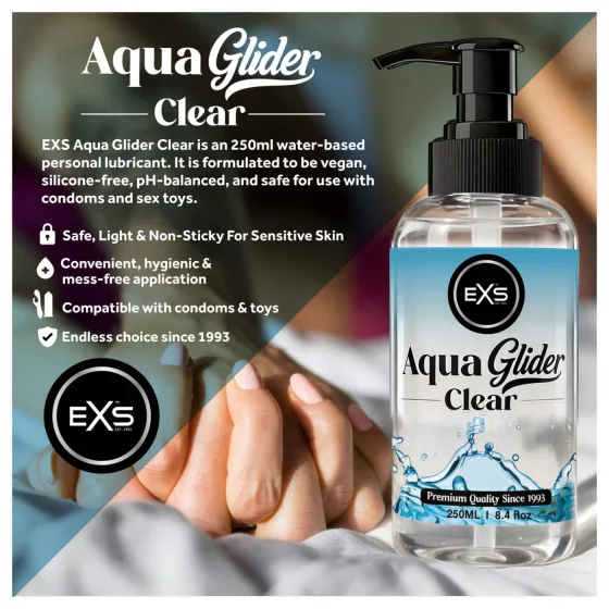 EXS AquaGlider Clear - transparent water-based lubricant in pump bottle (250ml)