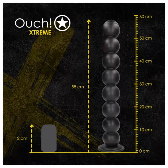 Ouch! Balls of Lust - giant anal bead chain (black) - 55 cm