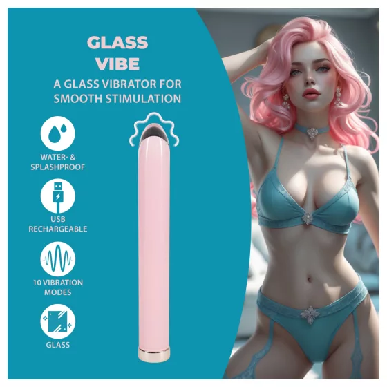 Loveline - straight glass vibrator (pink)