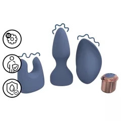 Loveline - interchangeable‑head vibrator set (blue‑grey)