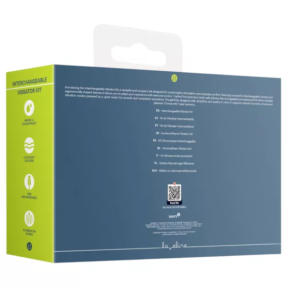 Loveline - interchangeable‑head vibrator set (blue‑grey)