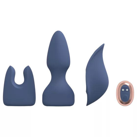 Loveline - interchangeable‑head vibrator set (blue‑grey)