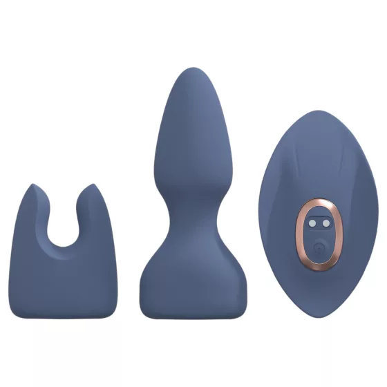 Loveline - interchangeable‑head vibrator set (blue‑grey)