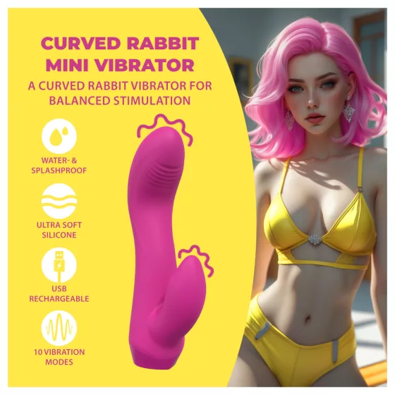 Loveline - curved bunny mini vibrator (pink)