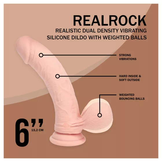 RealRock - dual-density realistic vibrator (flesh coloured) - 15 cm