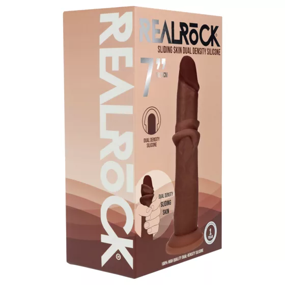 RealRock - double-density realistic dildo (brown) - 18.5 cm