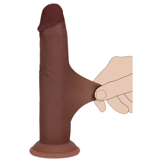 RealRock - double-density realistic dildo (brown) - 18.5 cm
