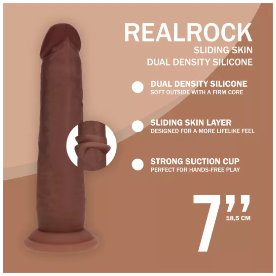 RealRock - double-density realistic dildo (brown) - 18.5 cm