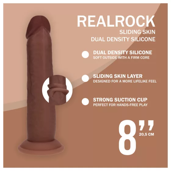 RealRock - dual-density realistic dildo (brown) - 20.5 cm
