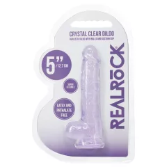 RealRock - realistic dildo with balls (purple) - 12.7 cm