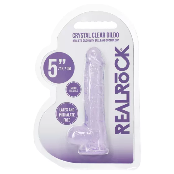 RealRock - realistic dildo with balls (purple) - 12.7 cm