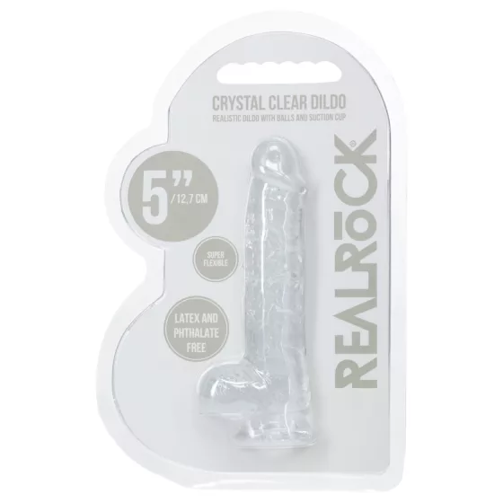 RealRock - realistic dildo with balls (transparent) - 12.7 cm