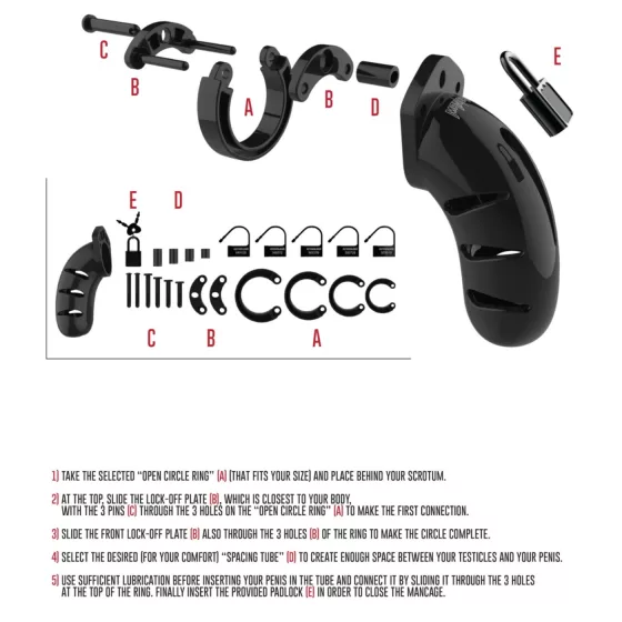 ManCage Model 06 - male chastity cage (black) - 14 cm