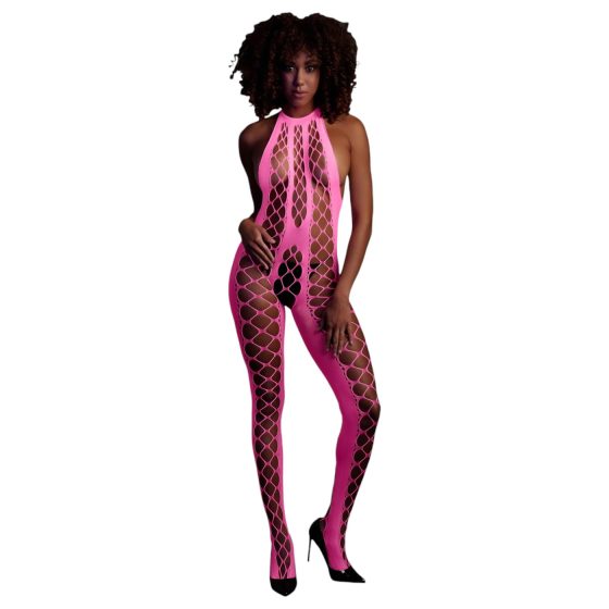 Ouch! - Glow-in-the-Dark Open Jumpsuit (Pink) - XL-4XL