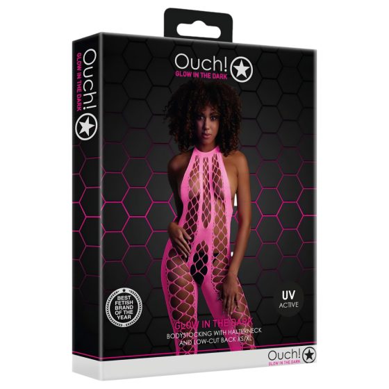 Ouch! - Glow-in-the-Dark Open Jumpsuit (Pink) - XL-4XL