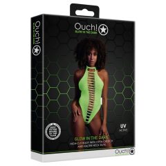 Ouch! - Neon Green Glow-in-the-Dark Open Bodysuit