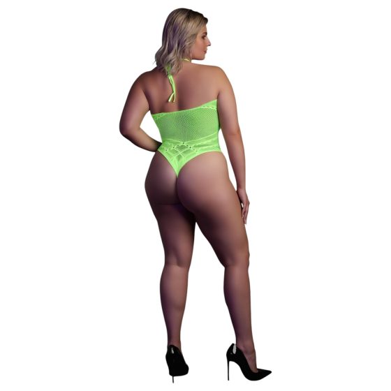 Ouch! - Neon Green Glow-in-the-Dark Strappy Bodysuit