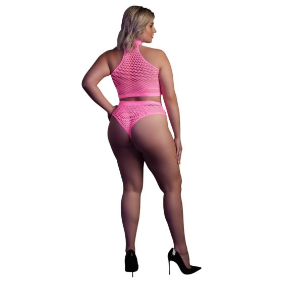 Ouch! - Glow-in-the-Dark Lingerie Set (Pink)