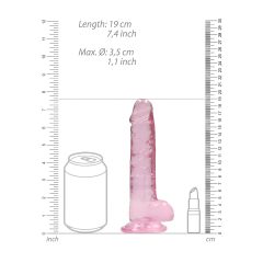 REALROCK - Pink Transparent Lifelike Dildo (17cm)