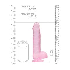 REALROCK - Lifelike Transparent Dildo - Pink (19cm)