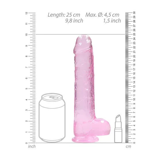 REALROCK - Transparent Lifelike Dildo - Pink (22cm)