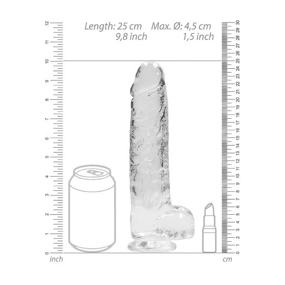 REALROCK - Transparent Lifelike Dildo - Clear (22cm)