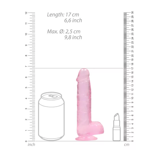 REALROCK - Lifelike Pink Dildo (15cm, Transparent)