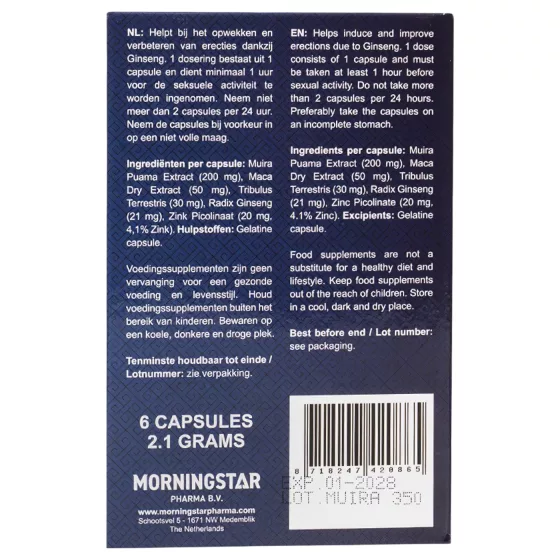 Morningstar Libido Extreme - Dietary Supplement Capsules (6 count)