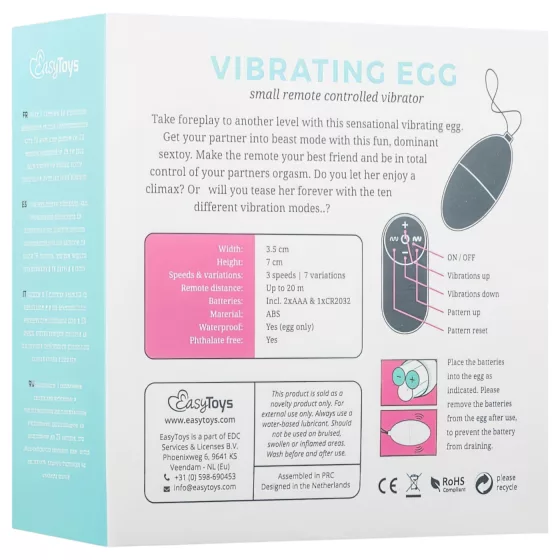 Easytoys - 7-Function Wireless Vibrating Egg (Pink)