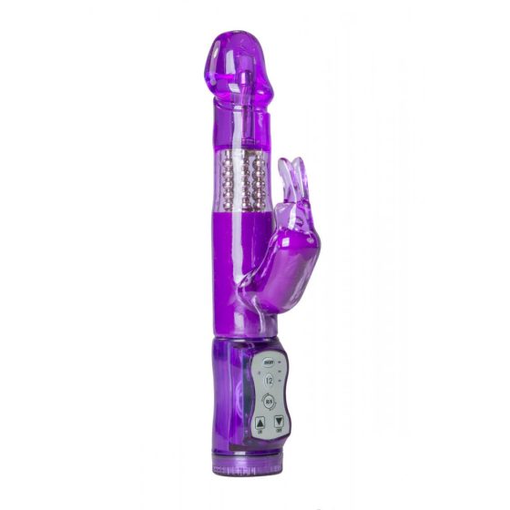Easytoys Rabbit - rotating beaded vibrator with spinning handle (purple)