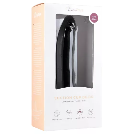 Easytoys - 100% Silicone Suction Cup Dildo (21cm) - Black