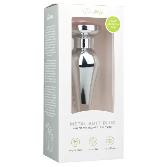 Easytoys Metal No.11 - Pink Gem Cone Anal Plug - Silver (3.5cm)