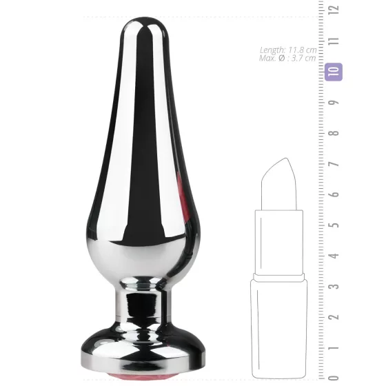 Easytoys Metal No.11 - Pink Gem Cone Anal Plug - Silver (3.5cm)