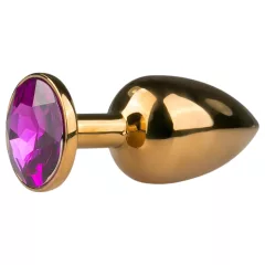 EasyToys Metal No.1 - Gold Anal Plug with Purple Gem (2.5cm)