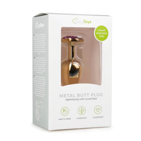 EasyToys Metal No.1 - Gold Anal Plug with Purple Gem (2.5cm)