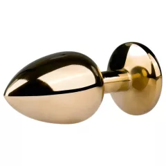   EasyToys Metal No.1 - gold cone anal plug with white gem (2.5 cm)
