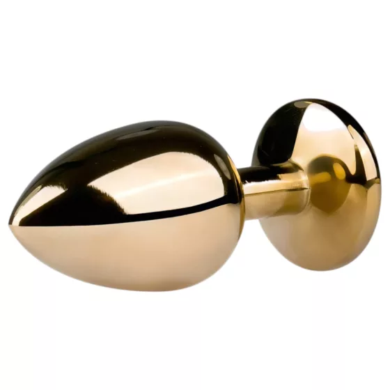 EasyToys Metal No.1 - gold cone anal plug with white gem (2.5 cm)