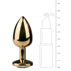   EasyToys Metal No.1 - gold cone anal plug with white gem (2.5 cm)
